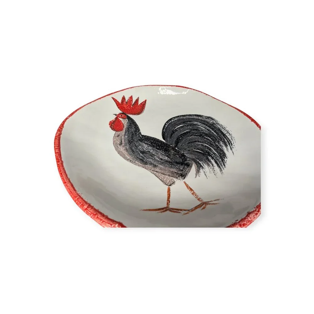 Cristina Fortini Italian Large Artisan Non-Uniform Rooster Serving Round Platter